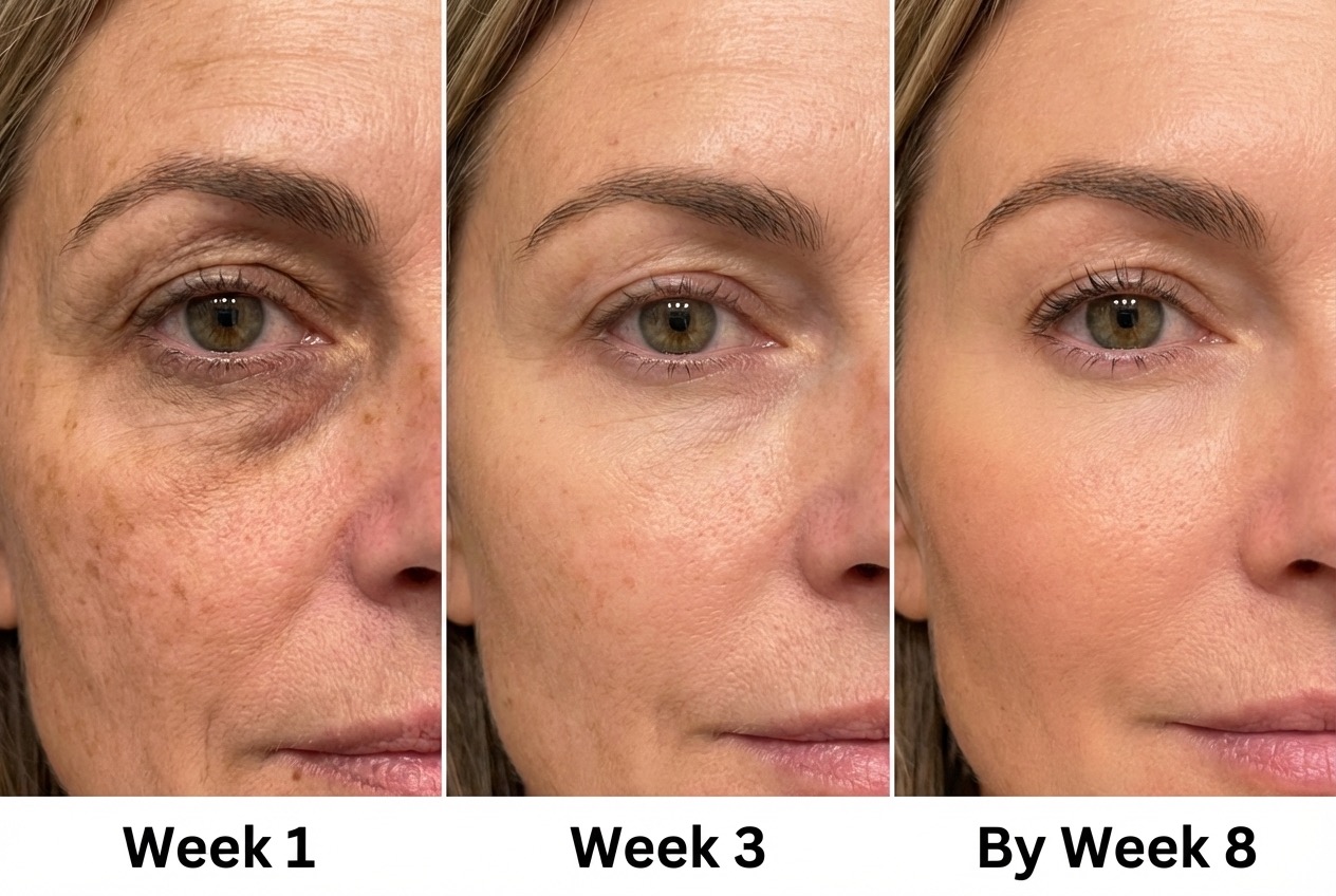 Week by week comparison — Week 1, Week 3, By Week 8